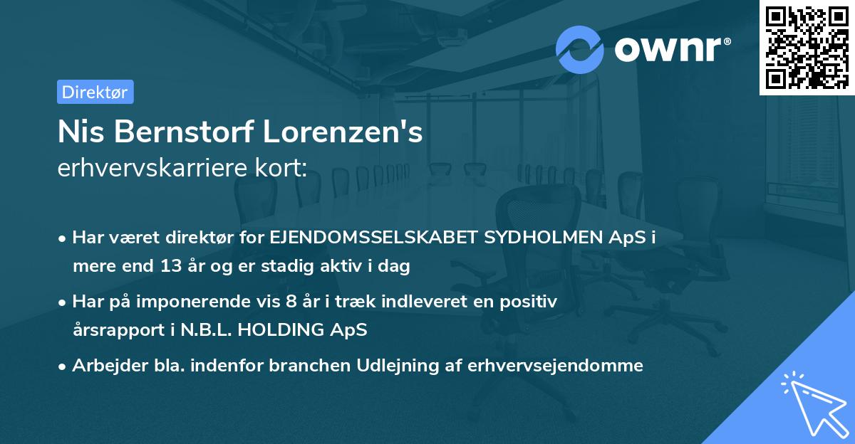 Nis Bernstorf Lorenzen's erhvervskarriere kort