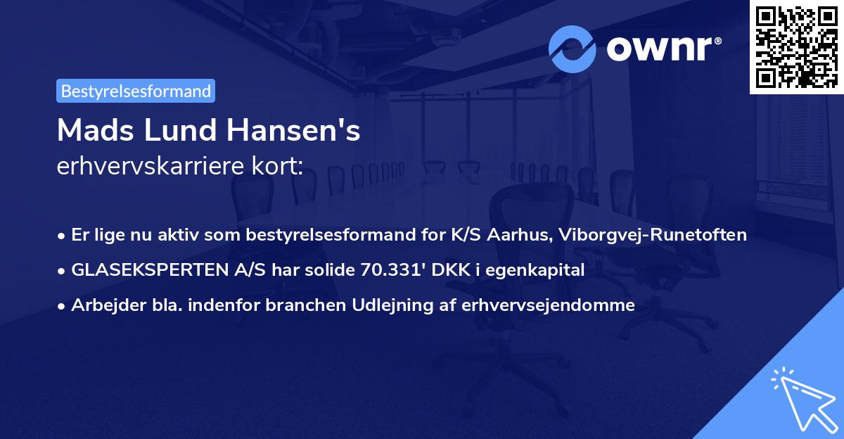 Mads Lund Hansen's erhvervskarriere kort