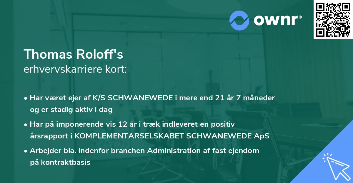 Thomas Roloff's erhvervskarriere kort