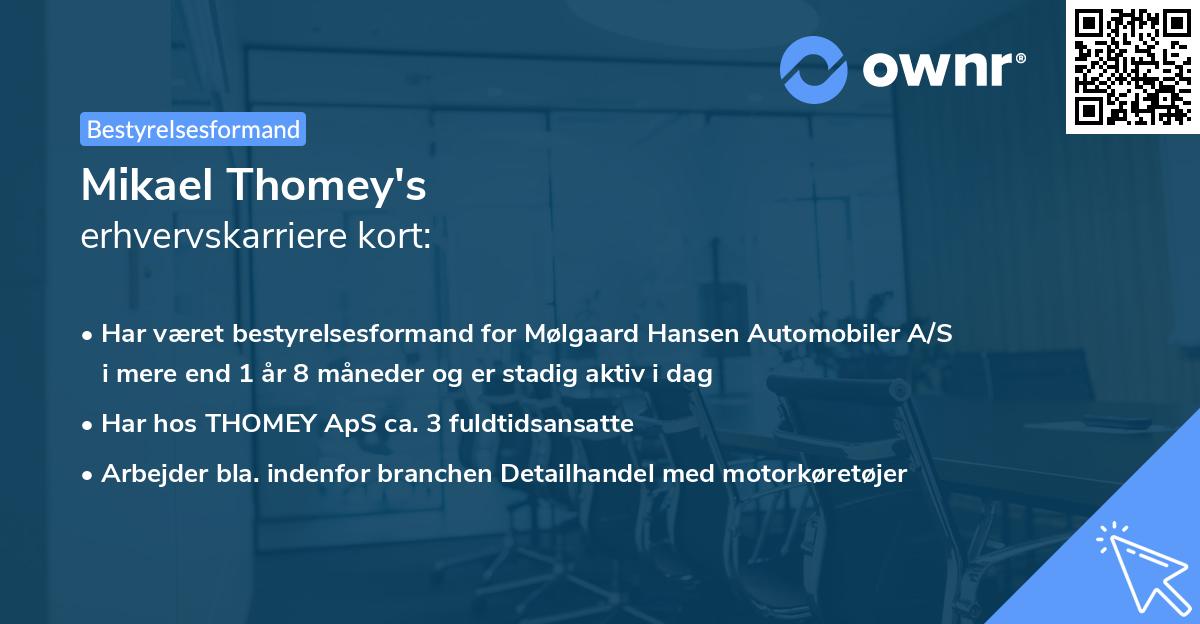 Mikael Thomey's erhvervskarriere kort