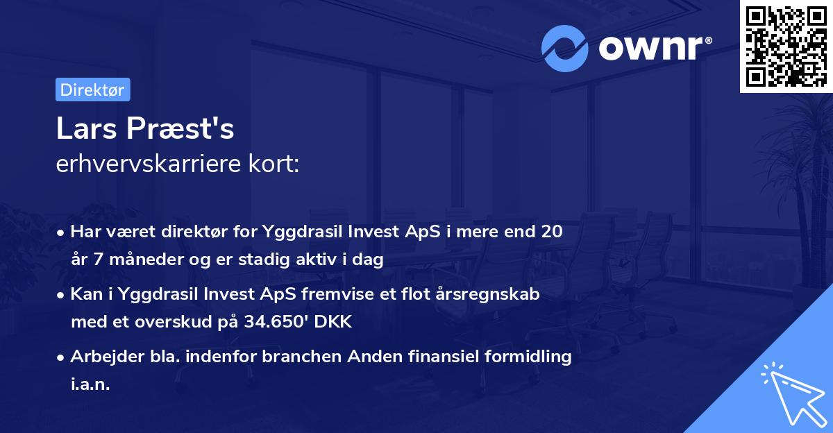 Lars Præst's erhvervskarriere kort