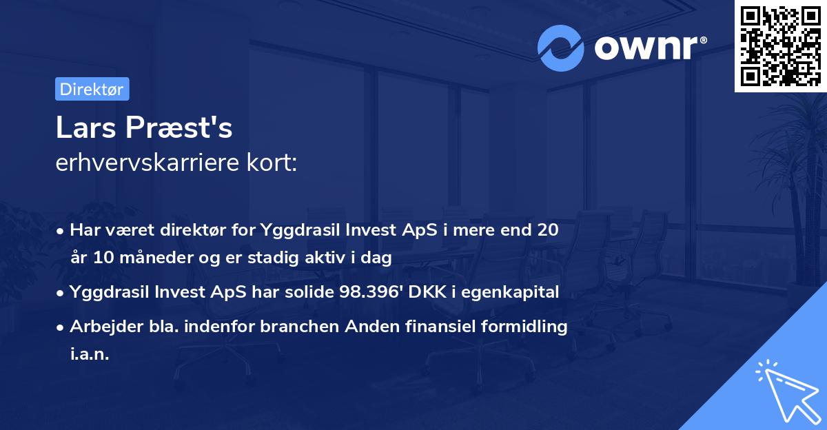 Lars Præst's erhvervskarriere kort