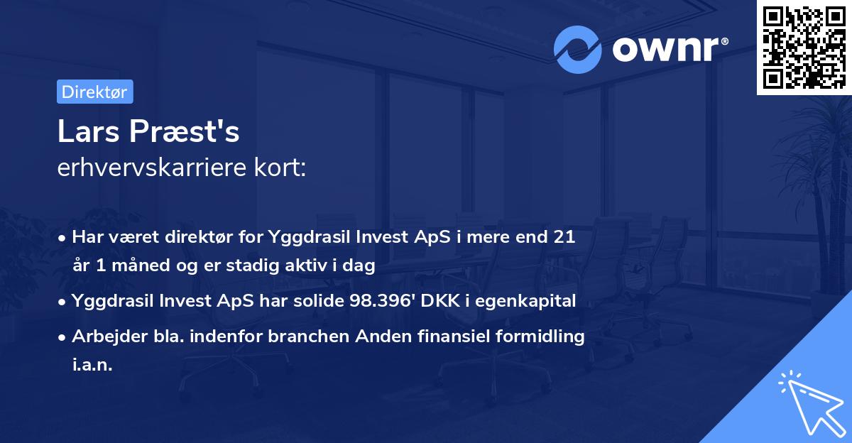 Lars Præst's erhvervskarriere kort