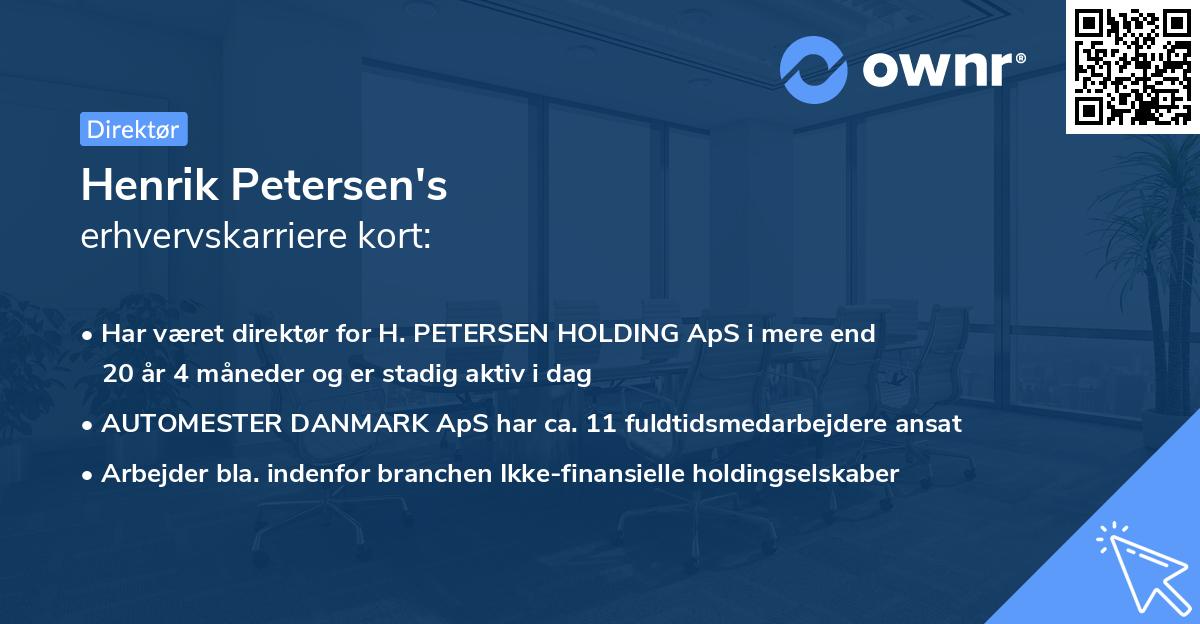 Henrik Petersen's erhvervskarriere kort
