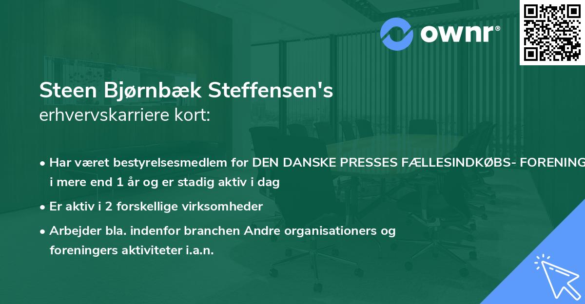 Steen Bjørnbæk Steffensen's erhvervskarriere kort