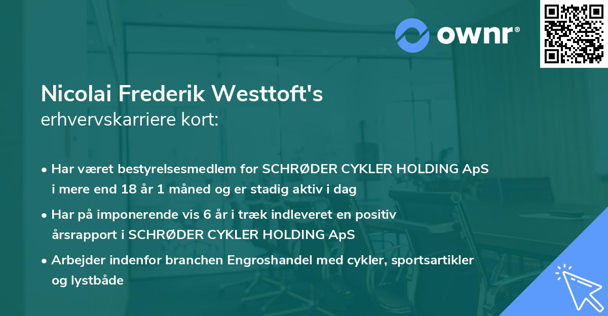 Nicolai Frederik Westtoft's erhvervskarriere kort