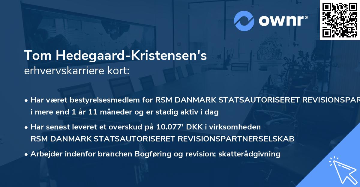 Tom Hedegaard-Kristensen's erhvervskarriere kort