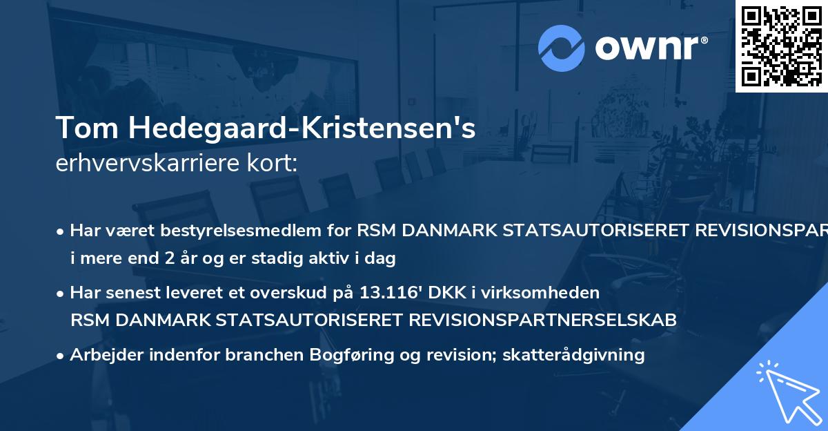 Tom Hedegaard-Kristensen's erhvervskarriere kort