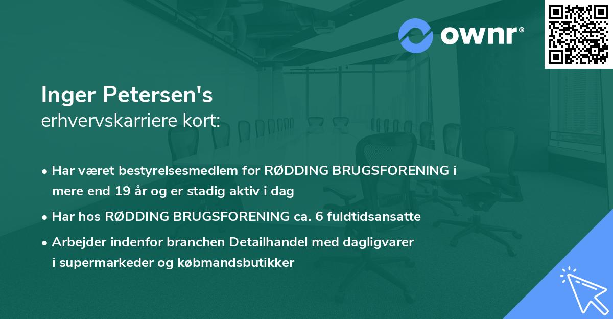 Inger Petersen's erhvervskarriere kort