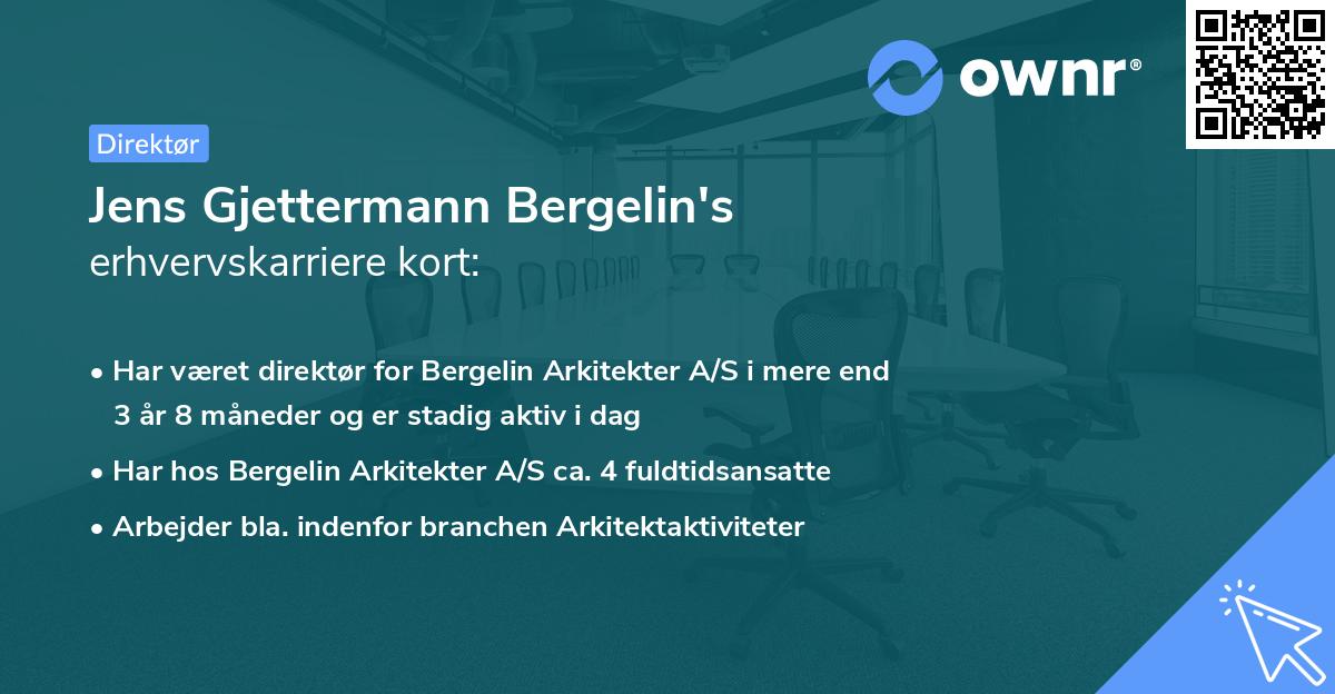 Jens Gjettermann Bergelin's erhvervskarriere kort