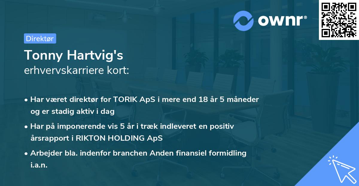 Tonny Hartvig's erhvervskarriere kort