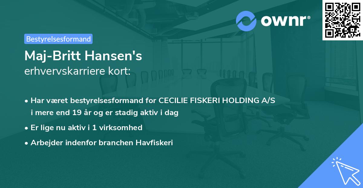 Maj-Britt Hansen's erhvervskarriere kort