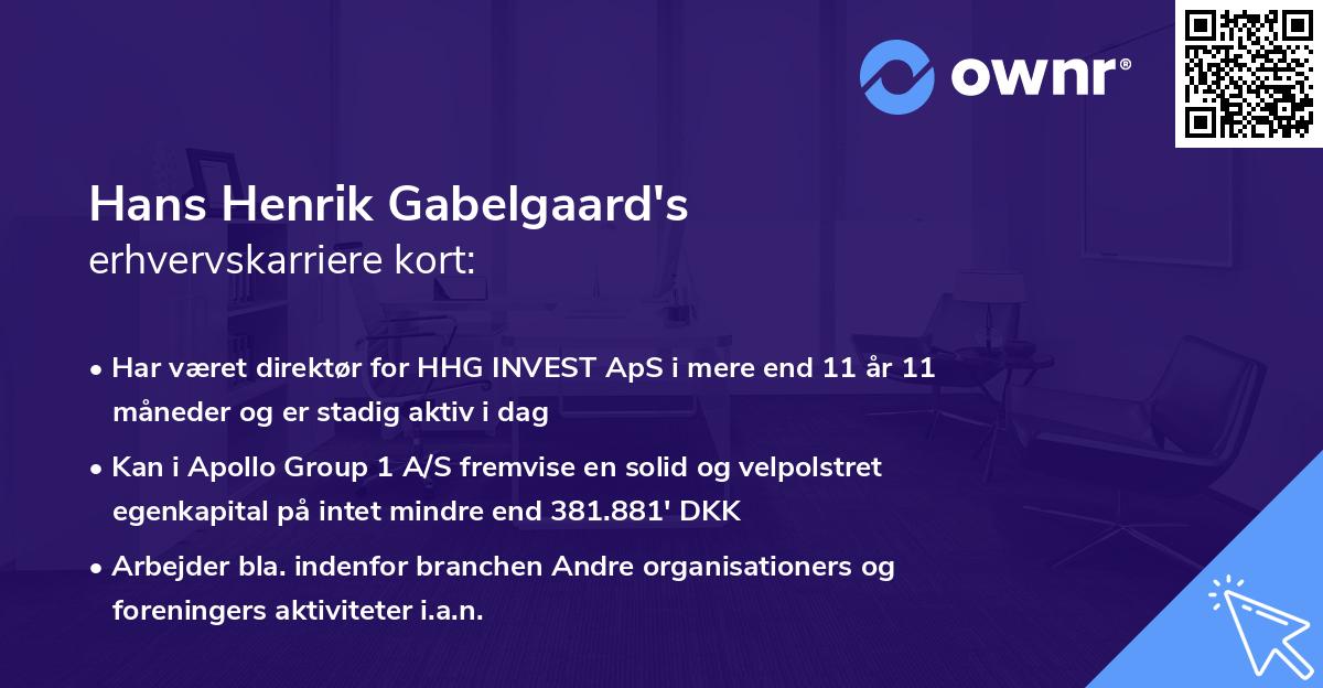 Hans Henrik Gabelgaard's erhvervskarriere kort
