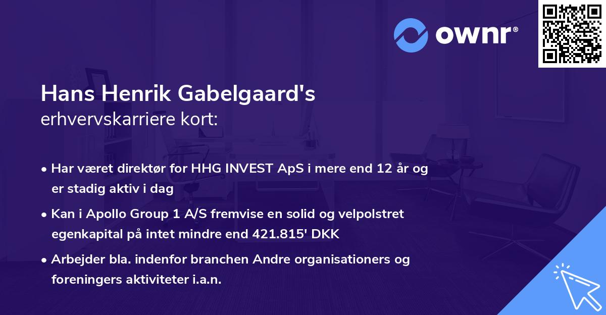 Hans Henrik Gabelgaard's erhvervskarriere kort