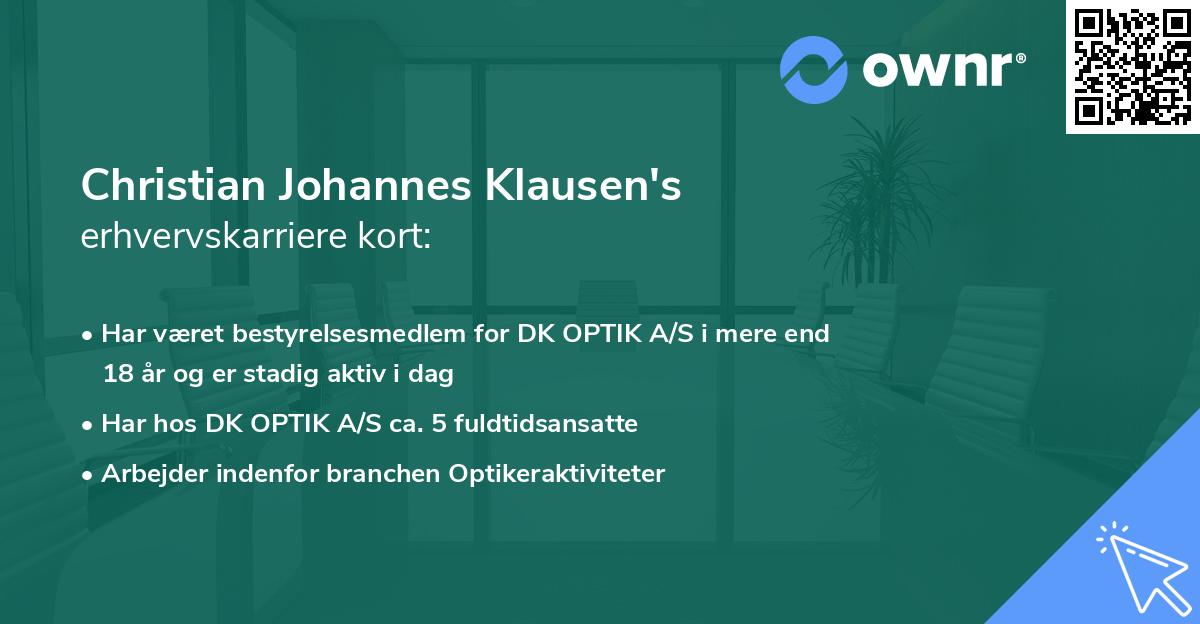 Christian Johannes Klausen's erhvervskarriere kort