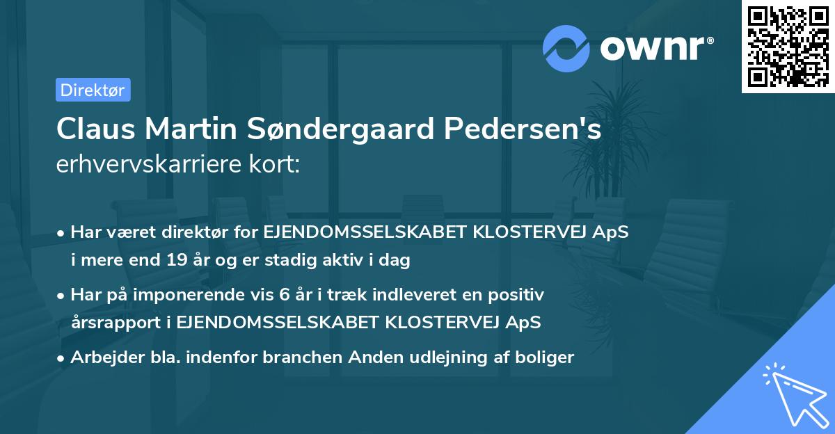 Claus Martin Søndergaard Pedersen's erhvervskarriere kort
