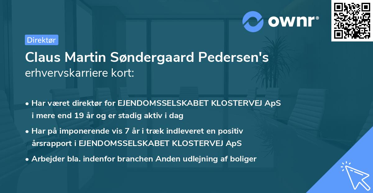 Claus Martin Søndergaard Pedersen's erhvervskarriere kort