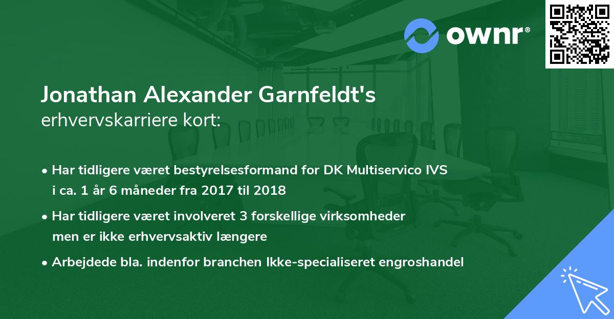 Jonathan Alexander Garnfeldt's erhvervskarriere kort