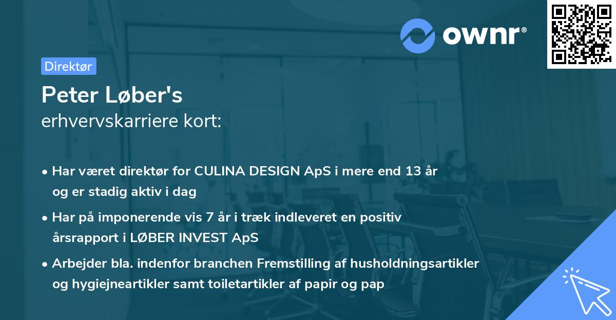 Peter Løber's erhvervskarriere kort