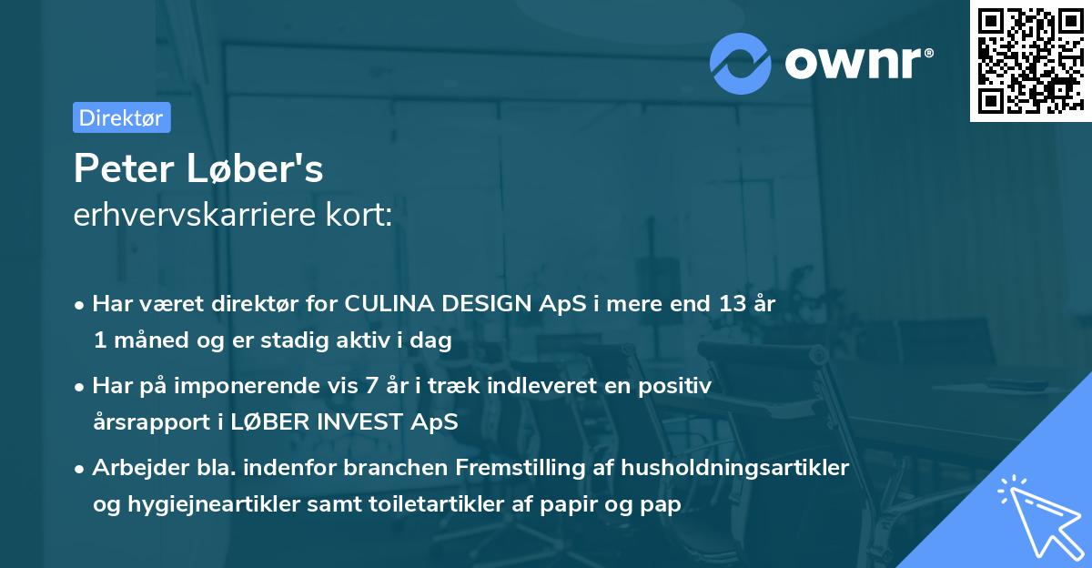 Peter Løber's erhvervskarriere kort