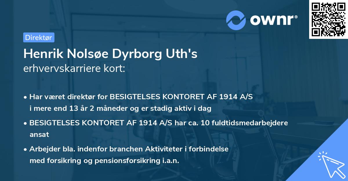 Henrik Nolsøe Dyrborg Uth's erhvervskarriere kort