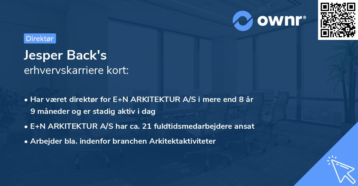 Jesper Back's erhvervskarriere kort
