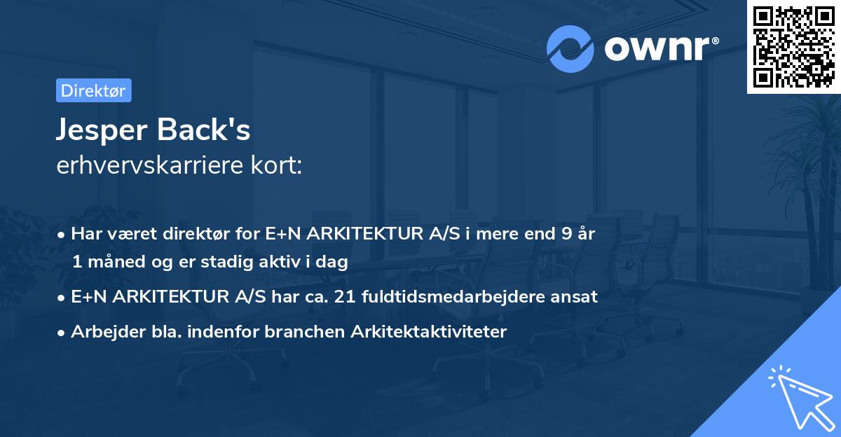 Jesper Back's erhvervskarriere kort
