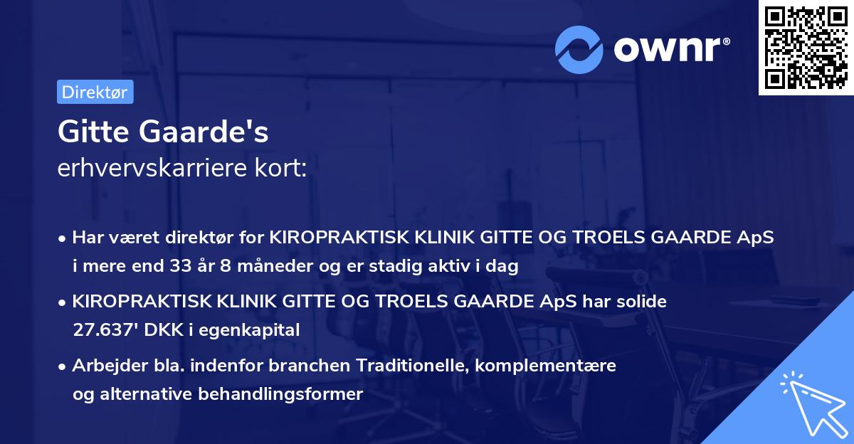 Gitte Gaarde's erhvervskarriere kort