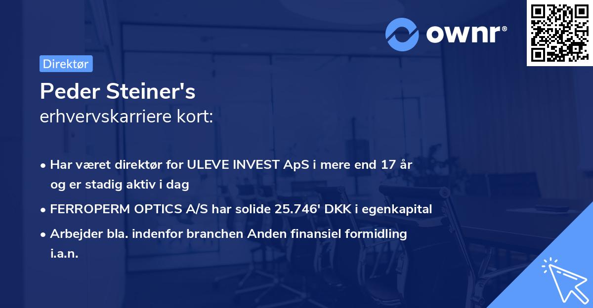 Peder Steiner's erhvervskarriere kort