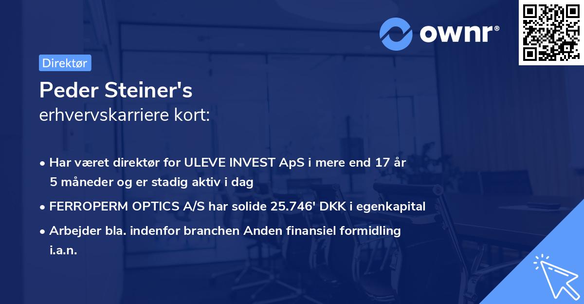 Peder Steiner's erhvervskarriere kort