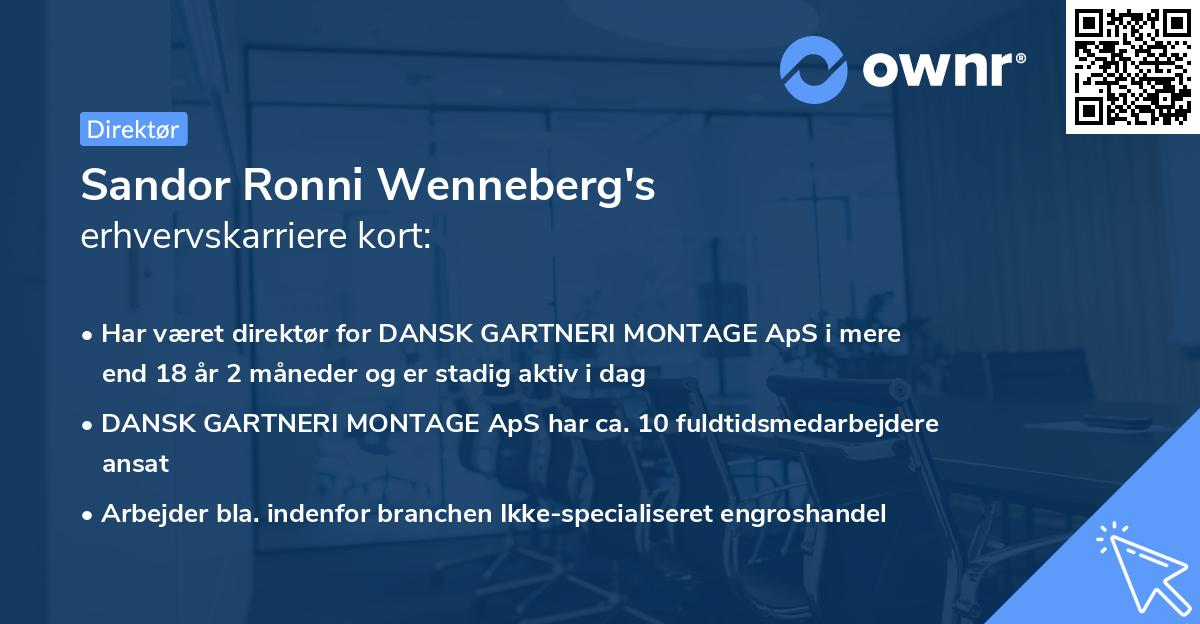 Sandor Ronni Wenneberg's erhvervskarriere kort