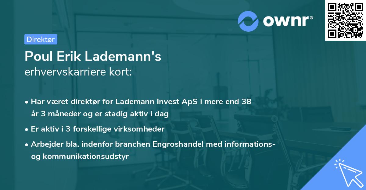 Poul Erik Lademann's erhvervskarriere kort