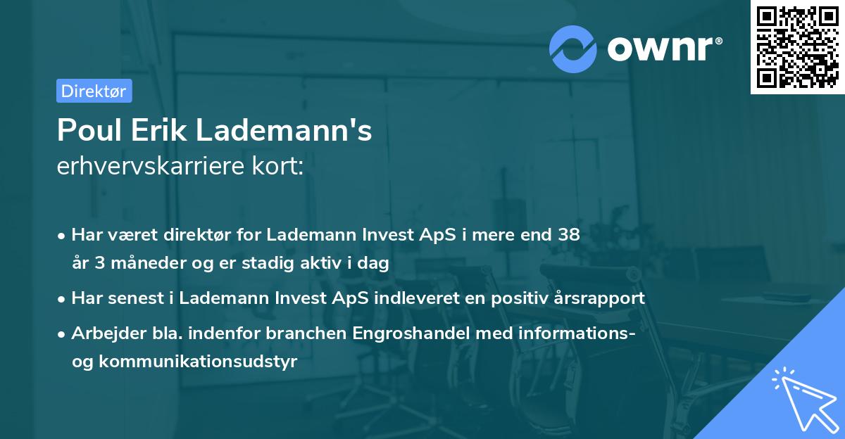 Poul Erik Lademann's erhvervskarriere kort