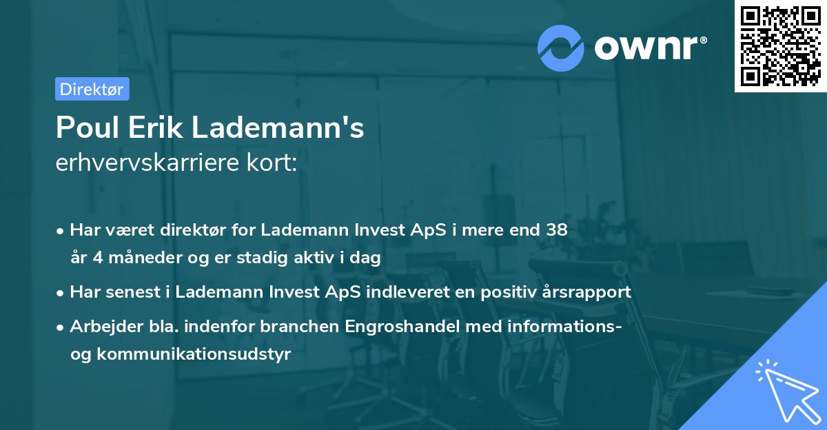 Poul Erik Lademann's erhvervskarriere kort