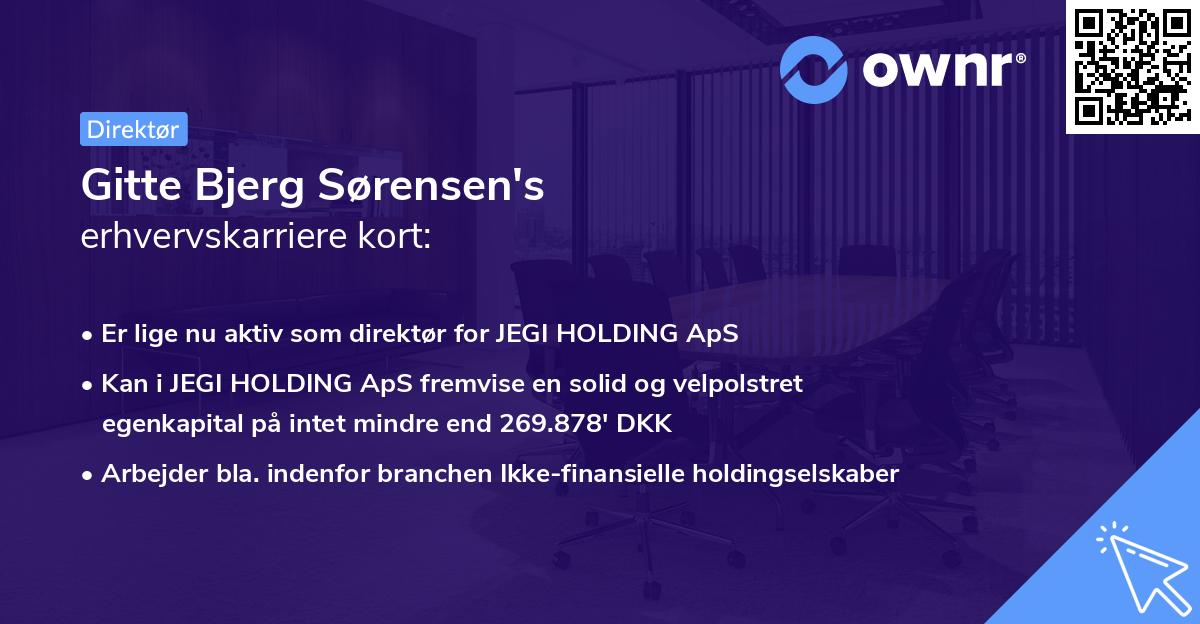 Gitte Bjerg Sørensen's erhvervskarriere kort