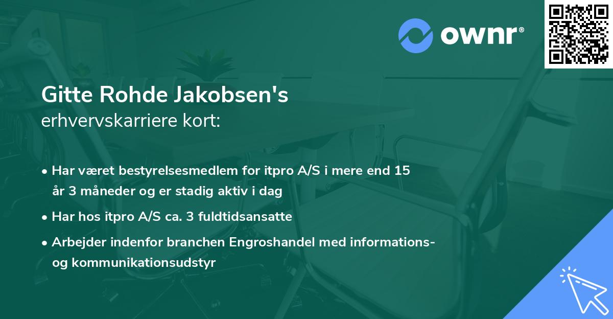 Gitte Rohde Jakobsen's erhvervskarriere kort