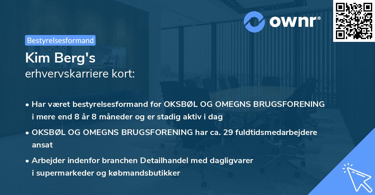 Kim Berg's erhvervskarriere kort