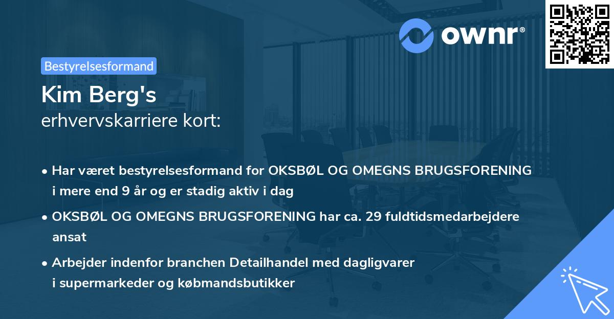 Kim Berg's erhvervskarriere kort