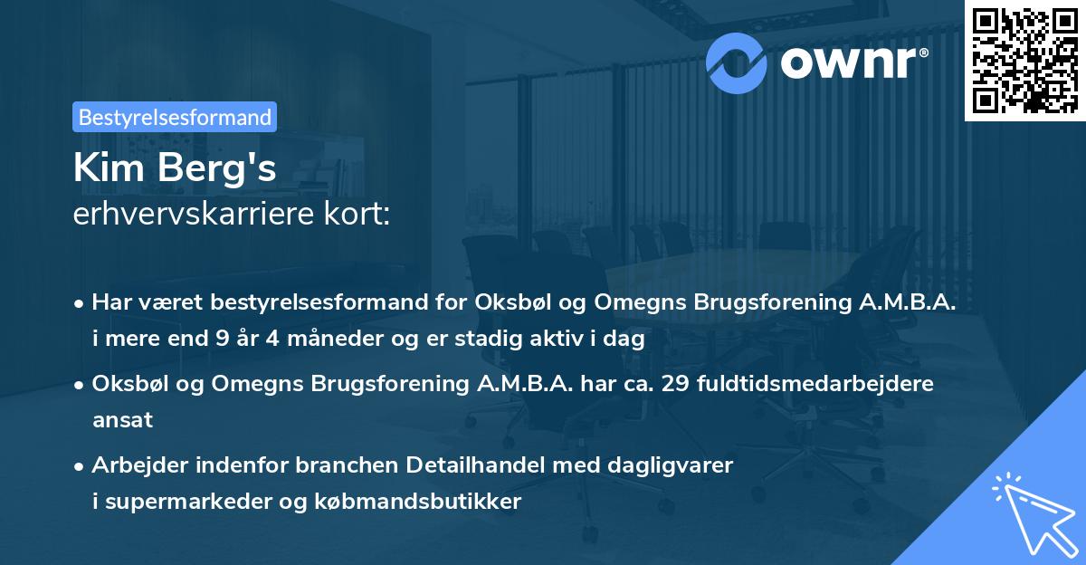 Kim Berg's erhvervskarriere kort