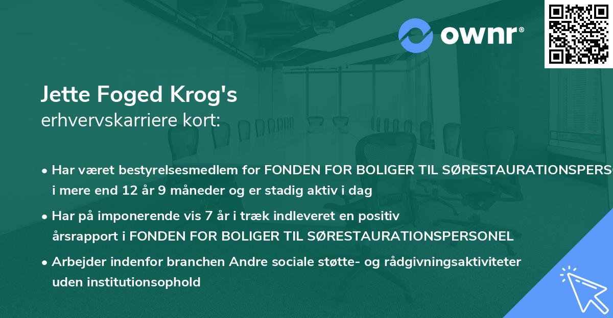 Jette Foged Krog's erhvervskarriere kort