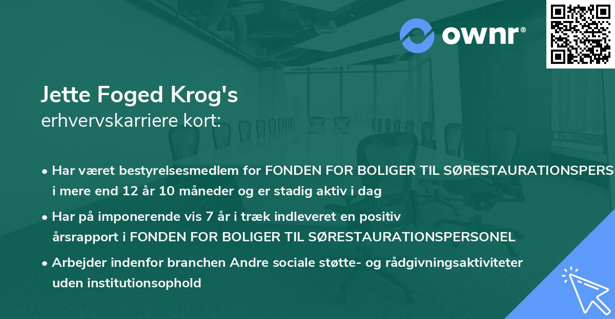 Jette Foged Krog's erhvervskarriere kort