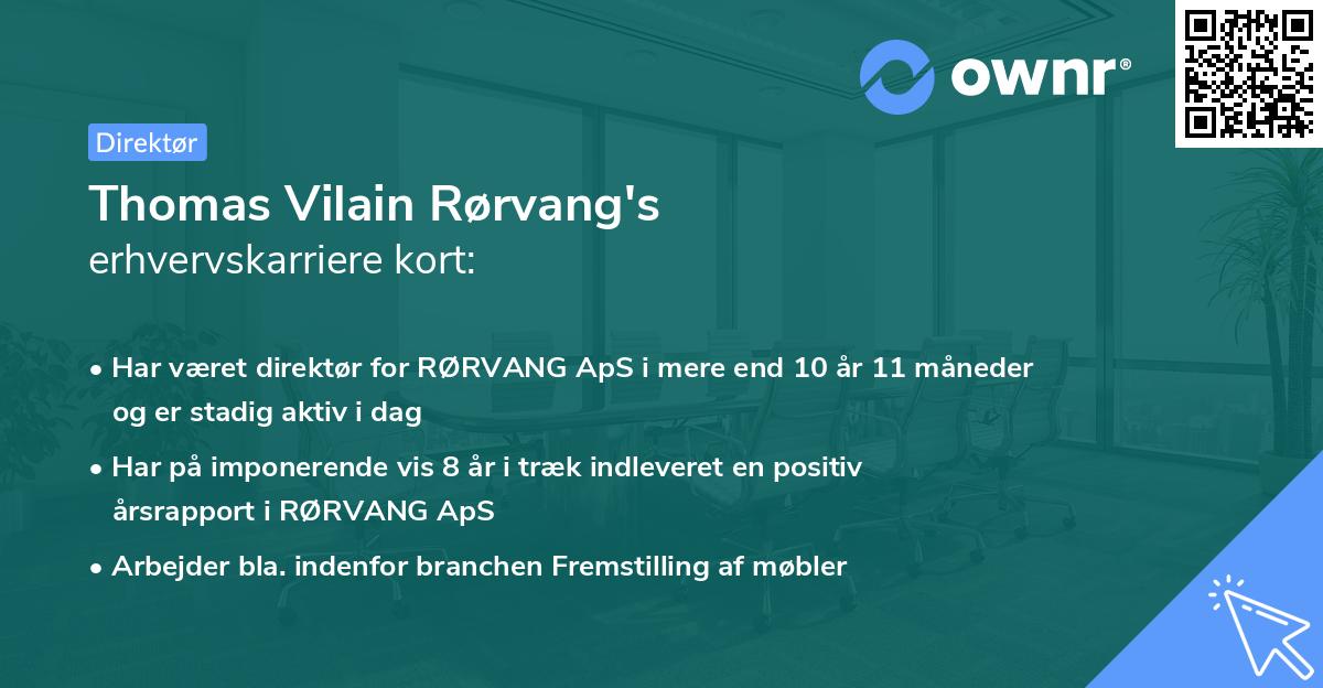 Thomas Vilain Rørvang's erhvervskarriere kort
