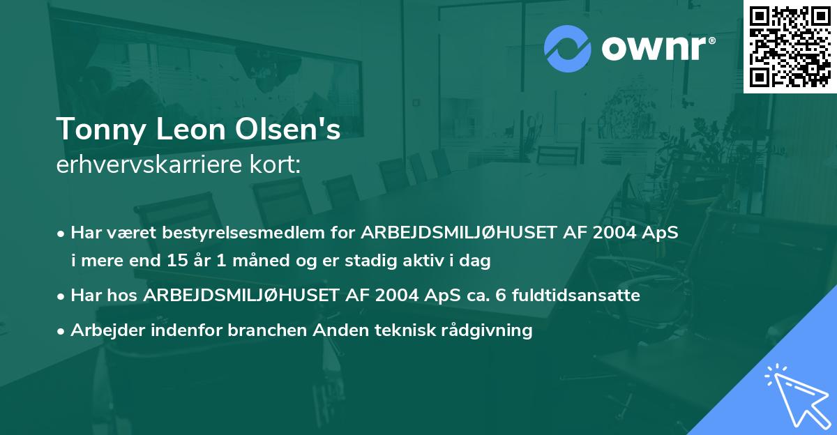 Tonny Leon Olsen's erhvervskarriere kort