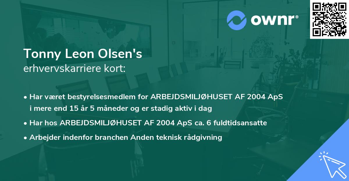 Tonny Leon Olsen's erhvervskarriere kort