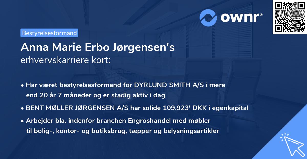 Anna Marie Erbo Jørgensen's erhvervskarriere kort