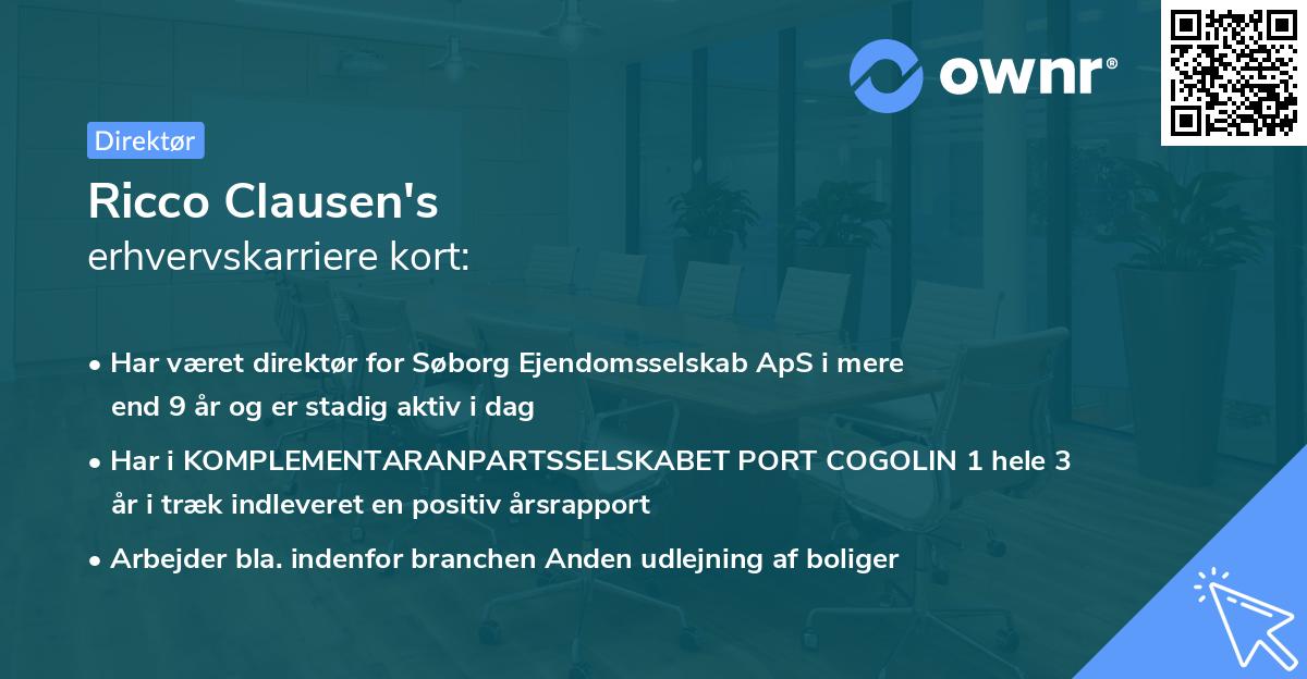 Ricco Clausen's erhvervskarriere kort