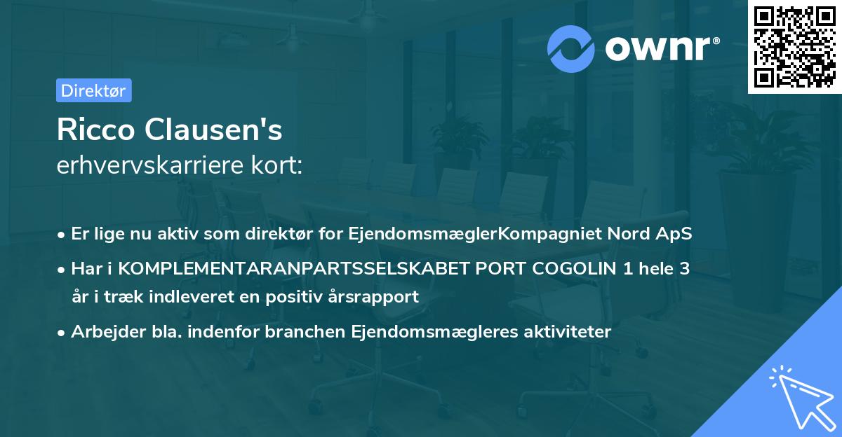 Ricco Clausen's erhvervskarriere kort