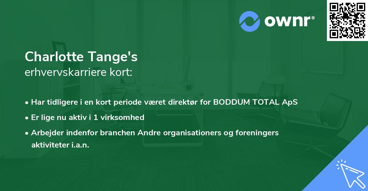 Charlotte Tange's erhvervskarriere kort
