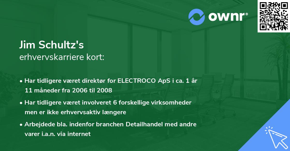 Jim Schultz's erhvervskarriere kort
