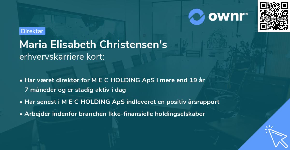 Maria Elisabeth Christensen's erhvervskarriere kort